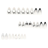 Sweet and Cool Short Almond French Black Metal Bow press-on nails