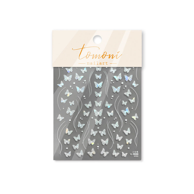Holographic Butterfly Nail Stickers – 3D Embossed Iridescent Set