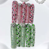 Y2K Leopard Glitter Extra Long Press On Nails