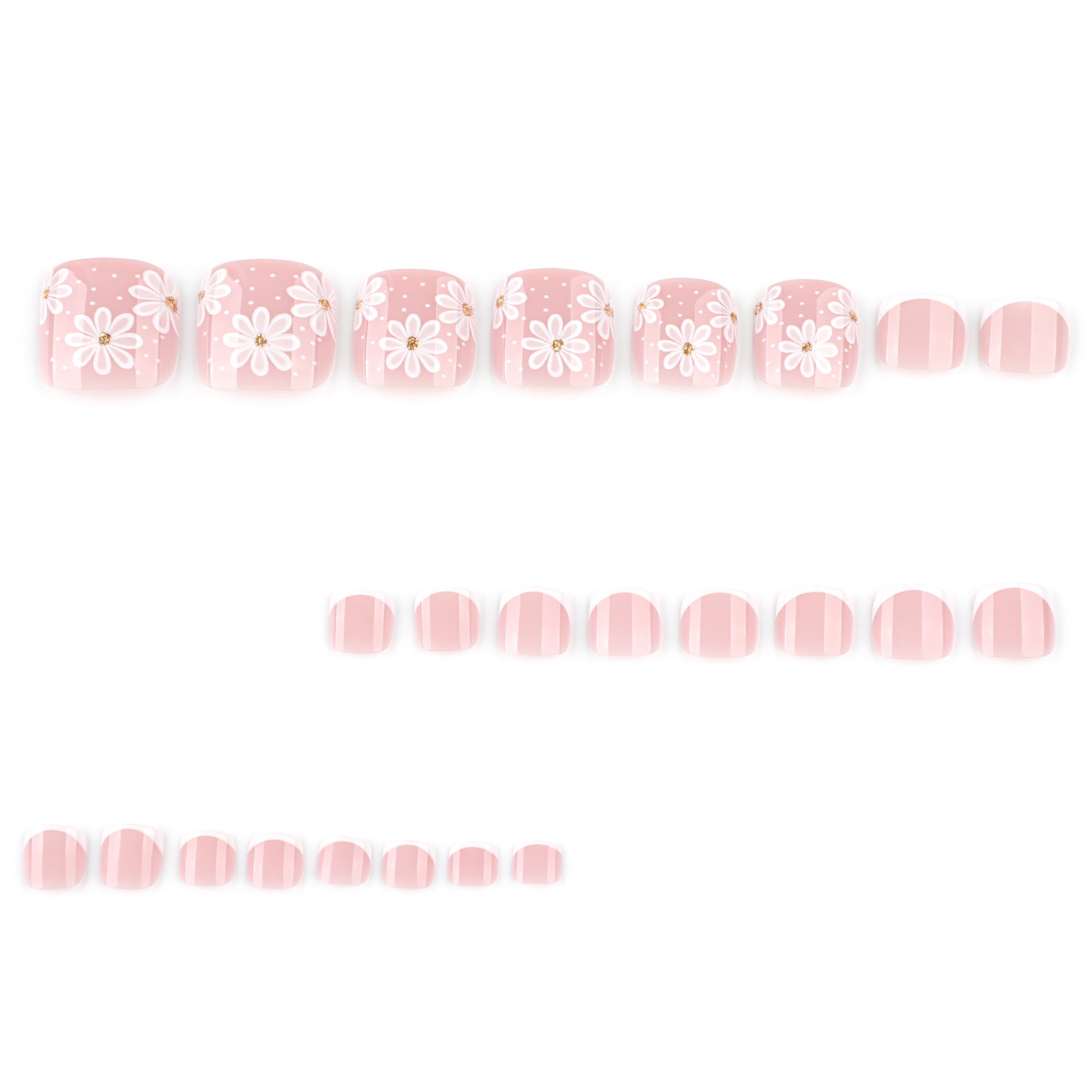 小清新ins風腳趾甲片｜簡約白花／熱賣法式款 批發｜365nails