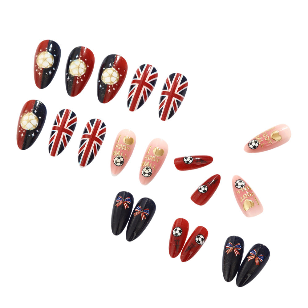 World Cup UK Union Jack Rose Football Press-On Nails (Stiletto/24pcs/Elegant)
