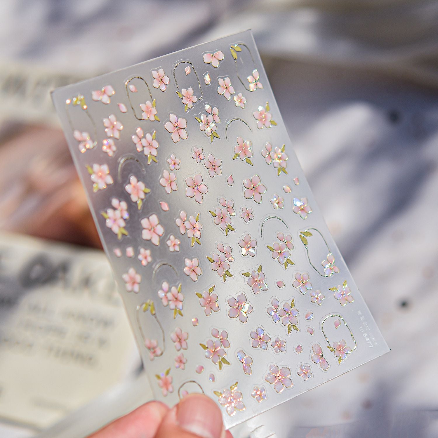 仙粉貝殼光櫻花系列：「夢幻粉櫻花」—3D 浮雕甲貼