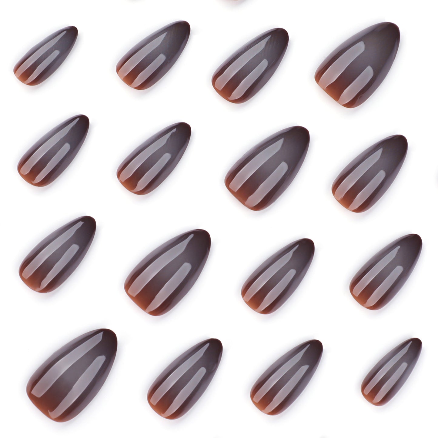 Brown Smoky Gradient Glossy Press-On Nails