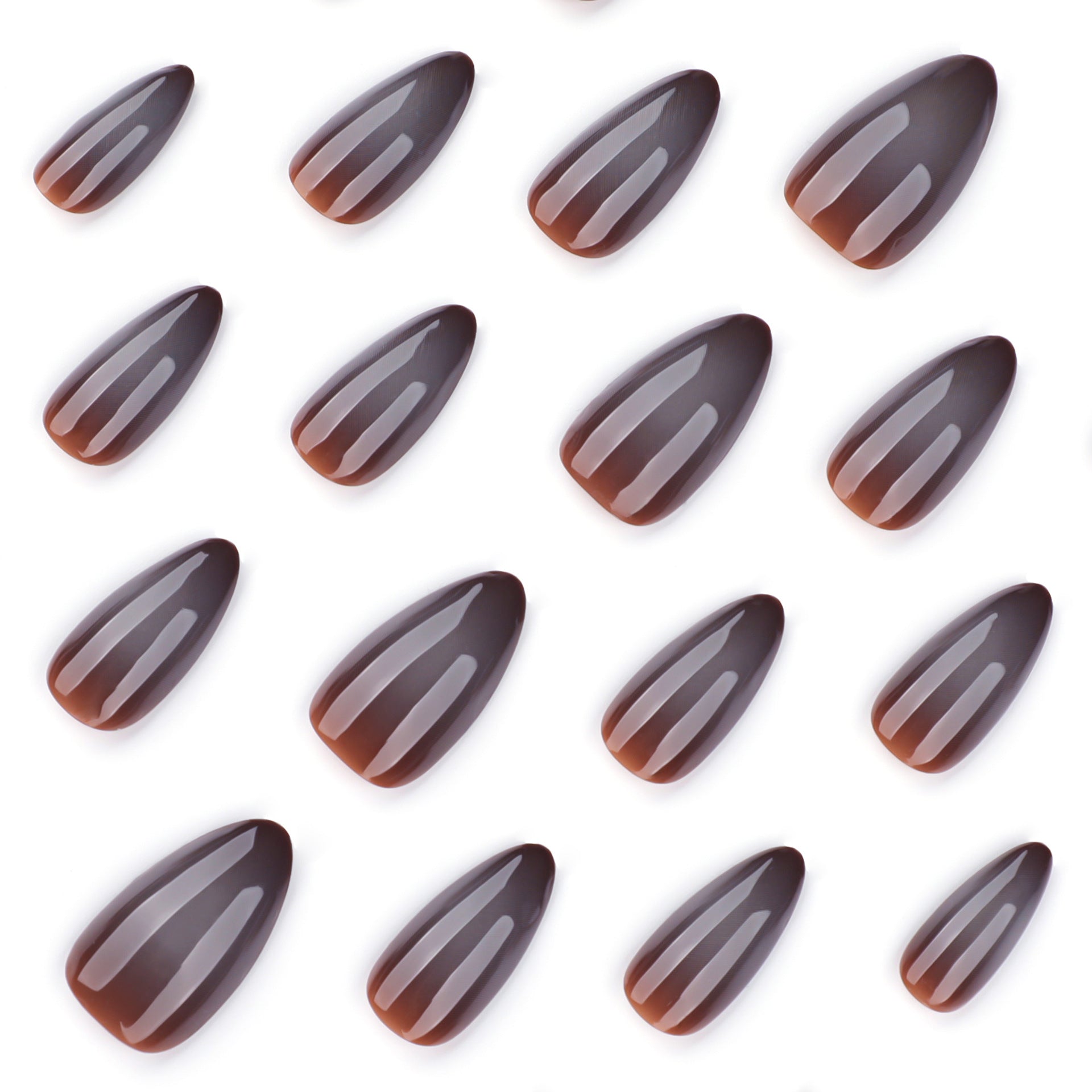 Brown Smoky Gradient Glossy Press-On Nails