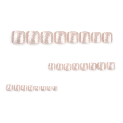 Europe and the United States  toenail wearable toenail sheet finished champagne glitter full powder whitening nail patch wholesale｜365nails