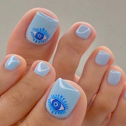 Press on nails blue foot nails cool eye manicure foot nails patch finished product wholesale removable fake nails｜365nails