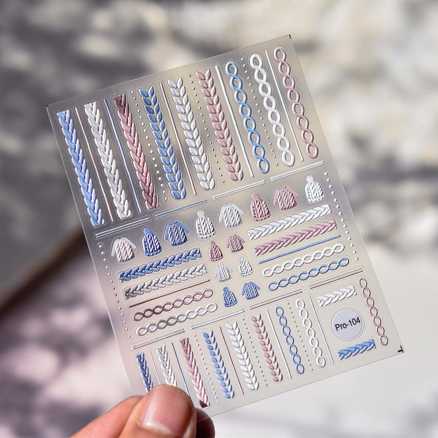 Cozy Knitwear: "Winter Warmth" – 5D Embossed Nail Sticker