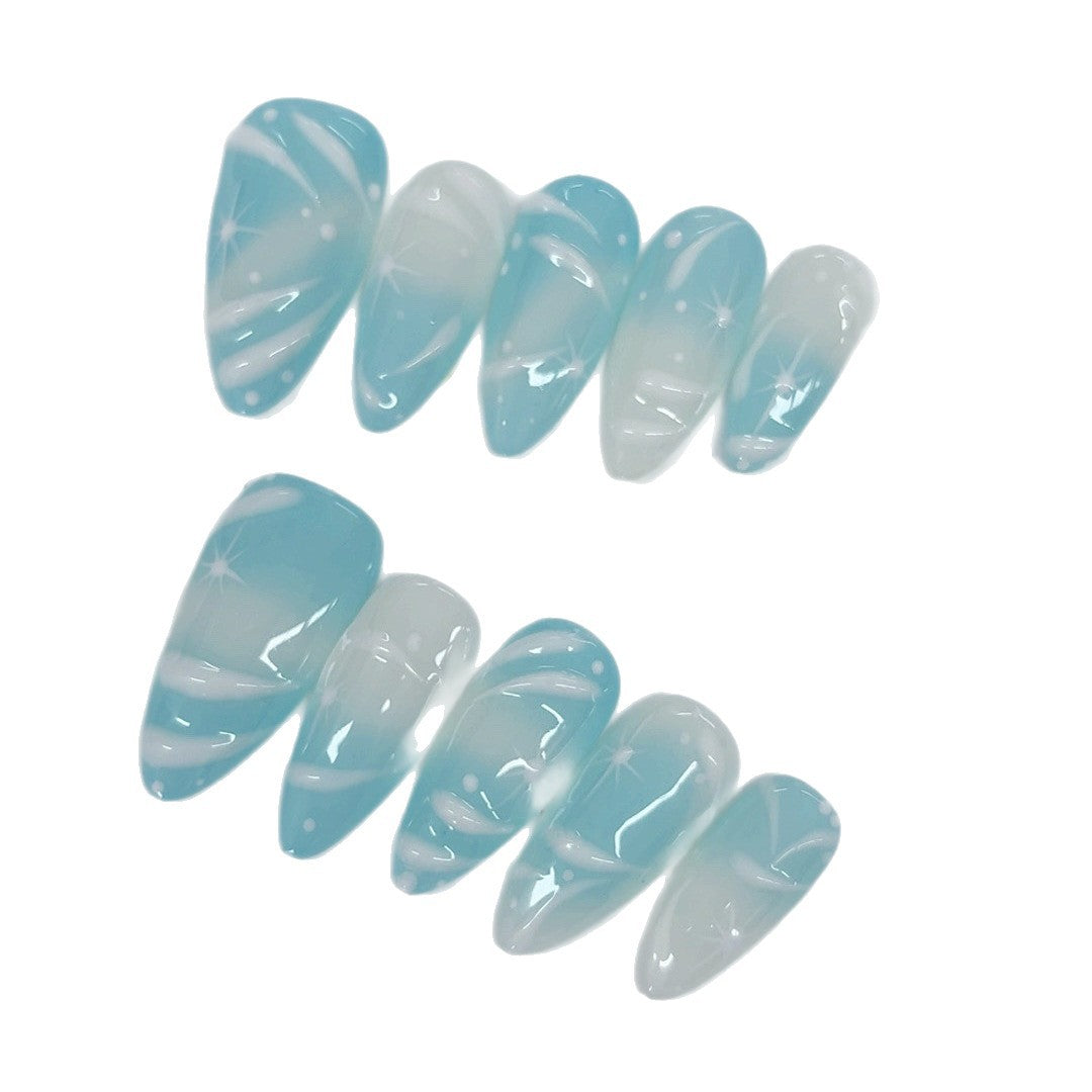 Ocean Breeze: "Cyan Wave" – Almond Press-Ons
