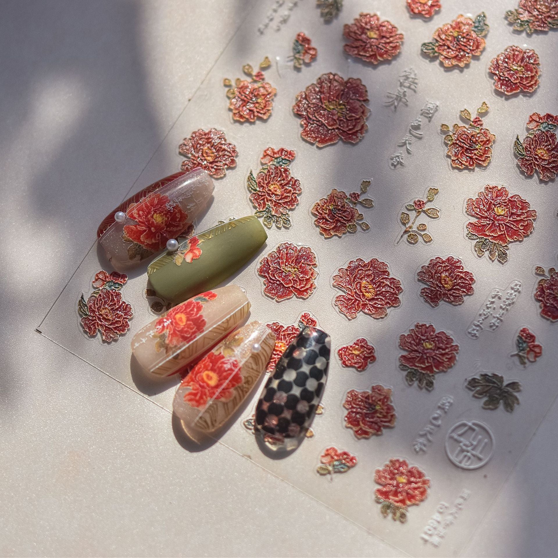 365nails: "pivoine chinoise encre de Chine" – Autocollants nail art