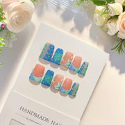365nails: "Aqua Oasis" – 3D Water Drop Handmade Almond Nails