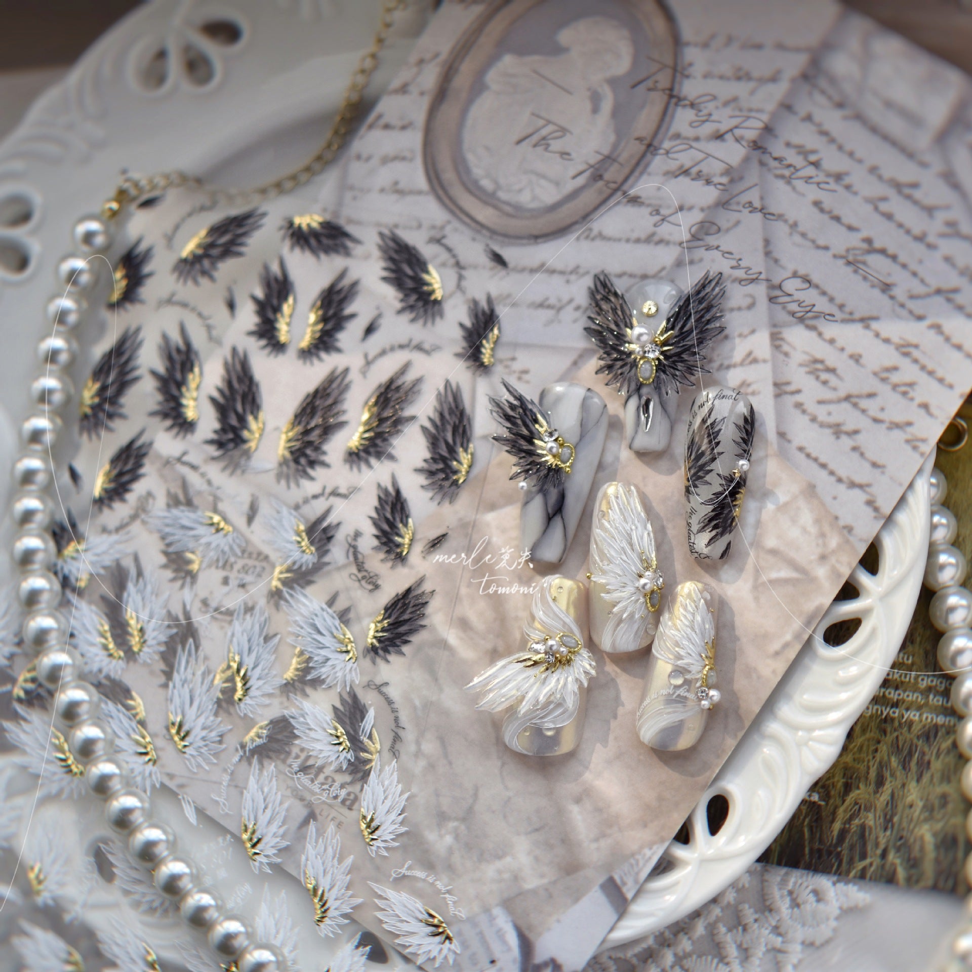 Angel Wing Collection: "Celestial Feathers" – 3D Metallic Nail Sticker