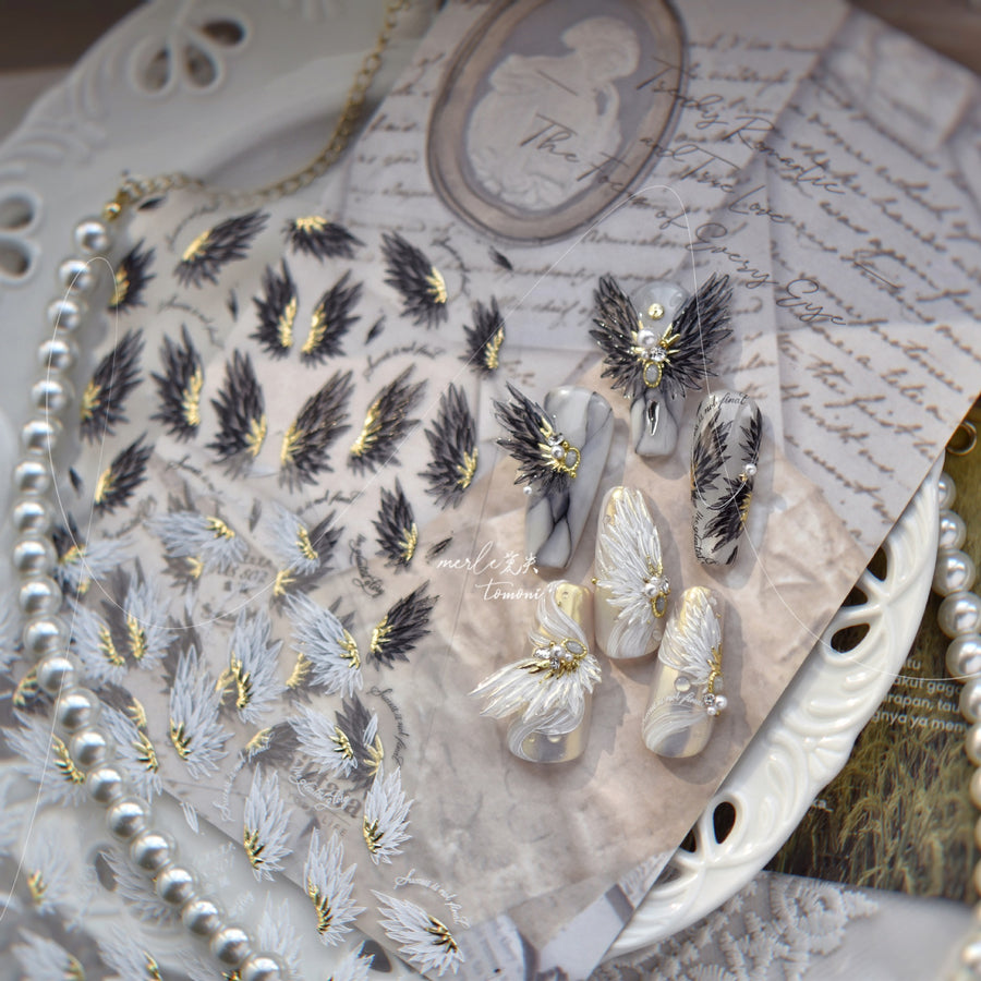 Angel Wing Collection: "Celestial Feathers" – 3D Metallic Nail Sticker