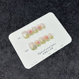 Uñas postizas de tulipán pintadas a mano, pequeñas y frescas, de edición limitada de primavera, con diseño de ojo de gato, uñas postizas hechas a mano, uñas extraíbles al por mayor | 365nails