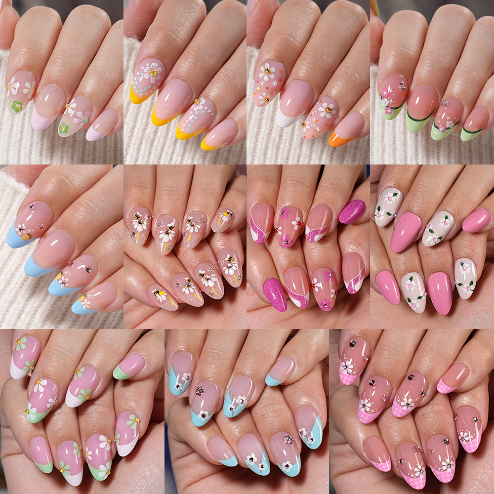 "Spring Daisy French" - Floral 32Pcs Press-On Nails Set