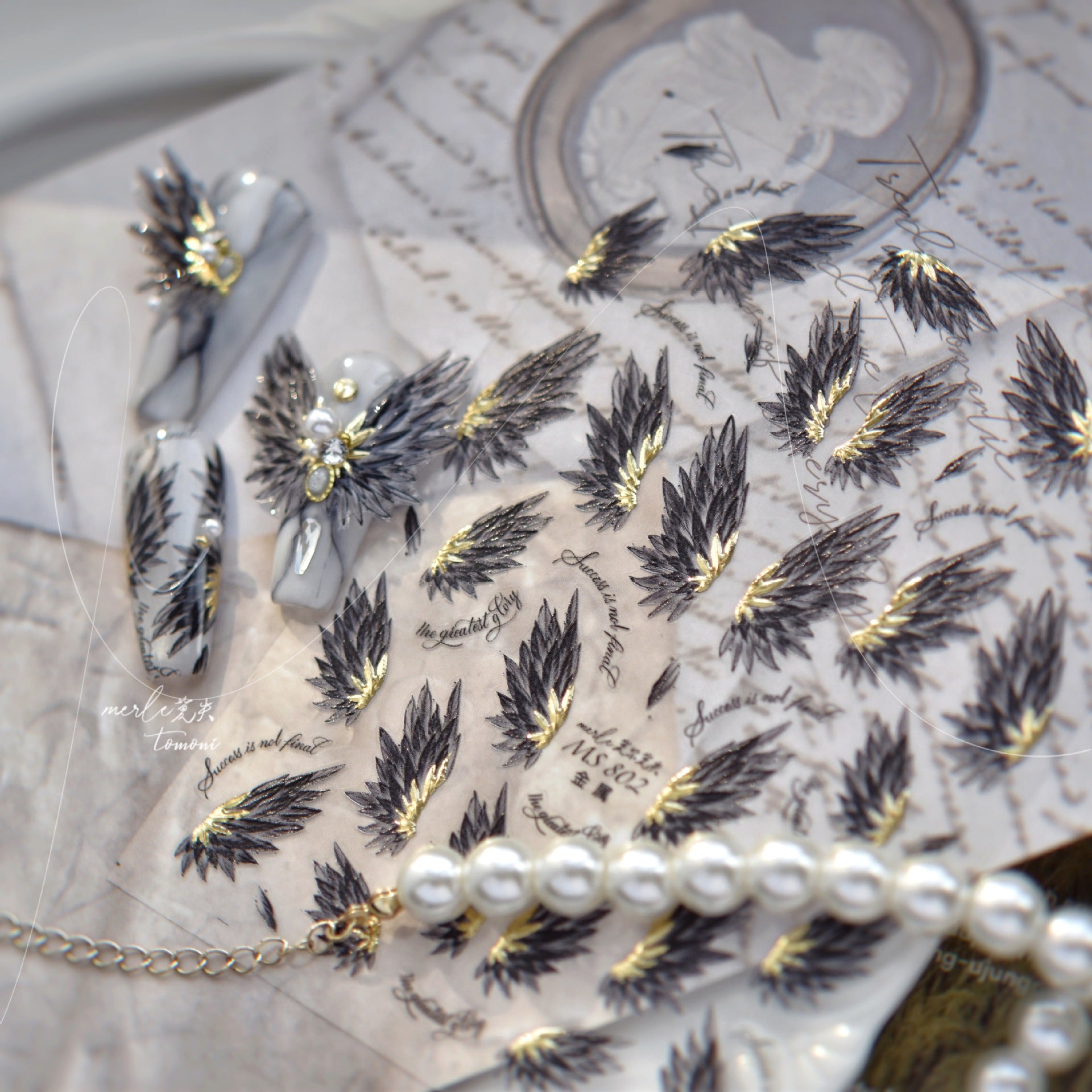 Angel Wing Collection: "Celestial Feathers" – 3D Metallic Nail Sticker