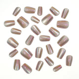 Nail Tips Cat's eye press on nails aurora electroplating, sub-code bar with short ladder mirror removable fake nail prefabricated patch manicure