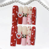 Red Strawberry Heart Sweet Glossy Press On Nails