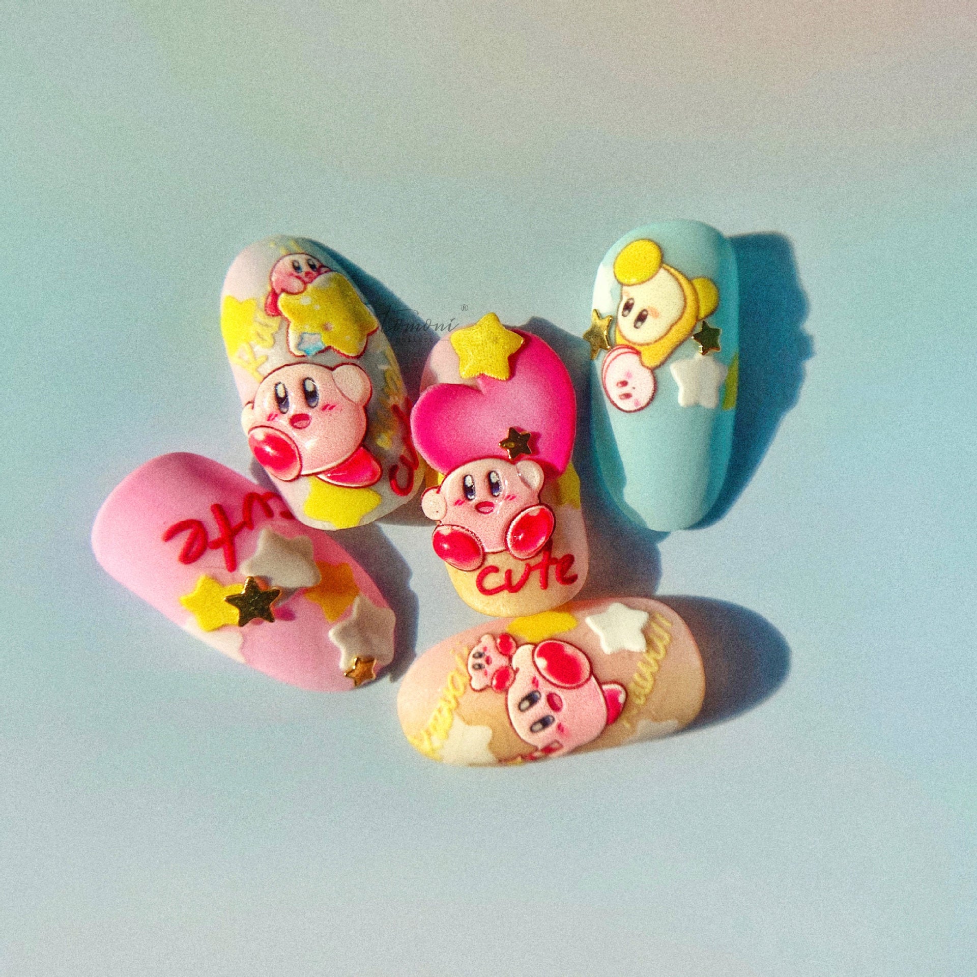 365nails: "Kawaii Kirby Cute Character Embossed" – Nail Art Stickers