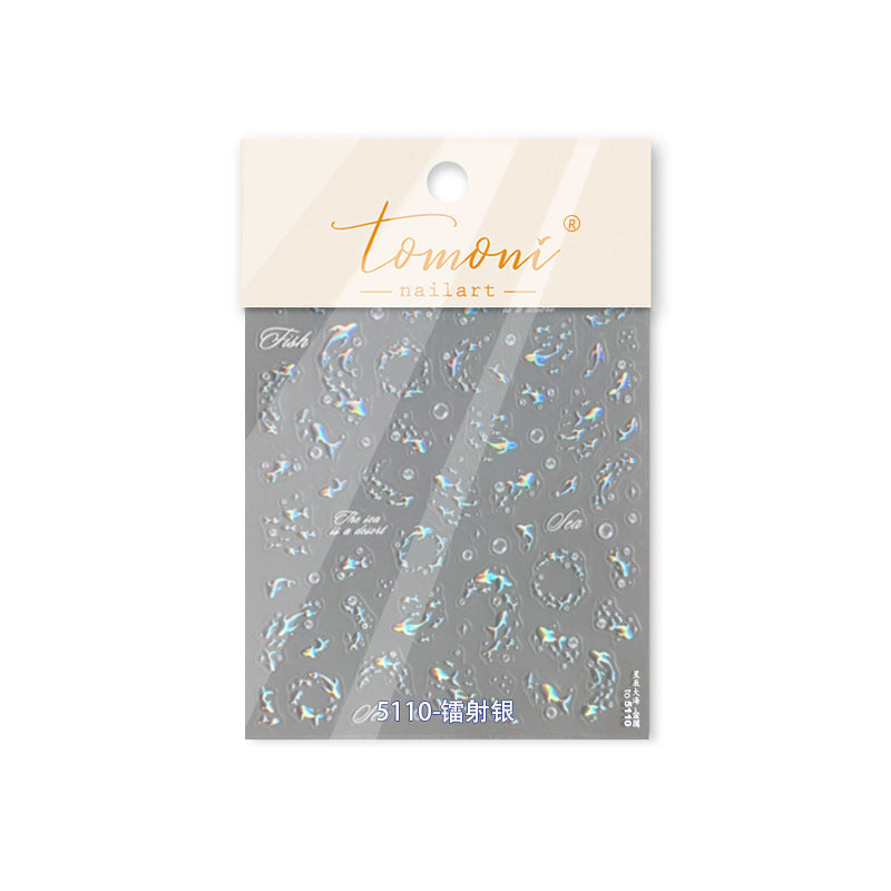 Holographic Fish Collection: "Iridescent Sea Fish" – 3D Embossed Nail Sticker