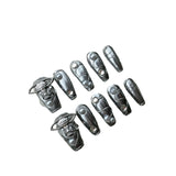 [Foto real hecha a mano] La Reina Madre de Occidente lleva un dedo de viento de plata brillante de las Spice Girl que se puede usar repetidamente | 365nails