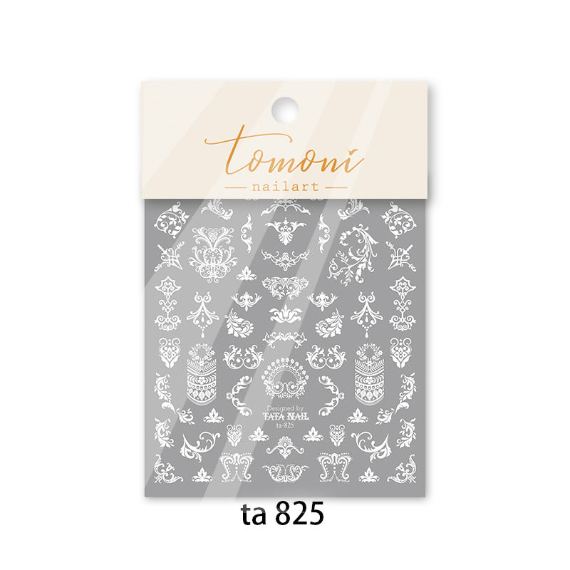 Embossed Baroque Nail Stickers – White Ornate Damask Set