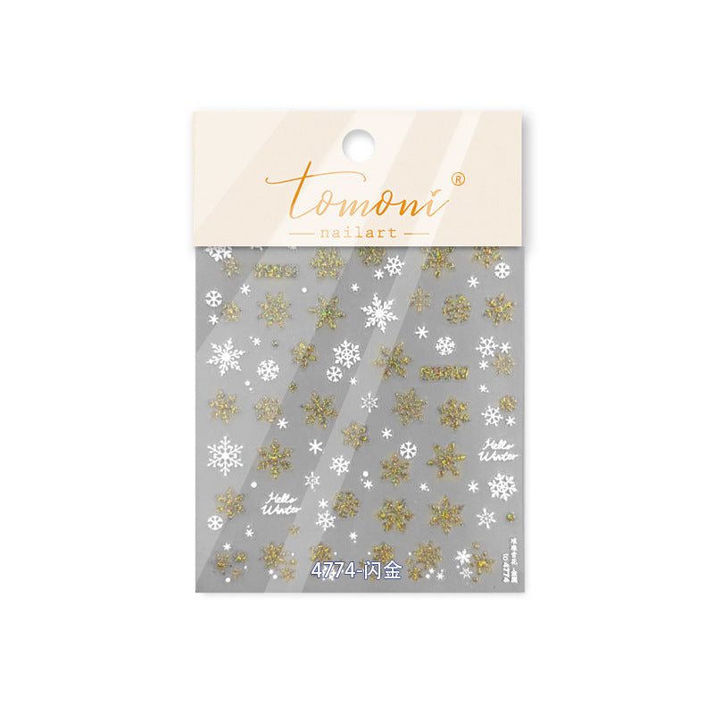 Glitter Snowflake & Winter Greeting Nail Sticker Set – "Sparkling Winter Snow"