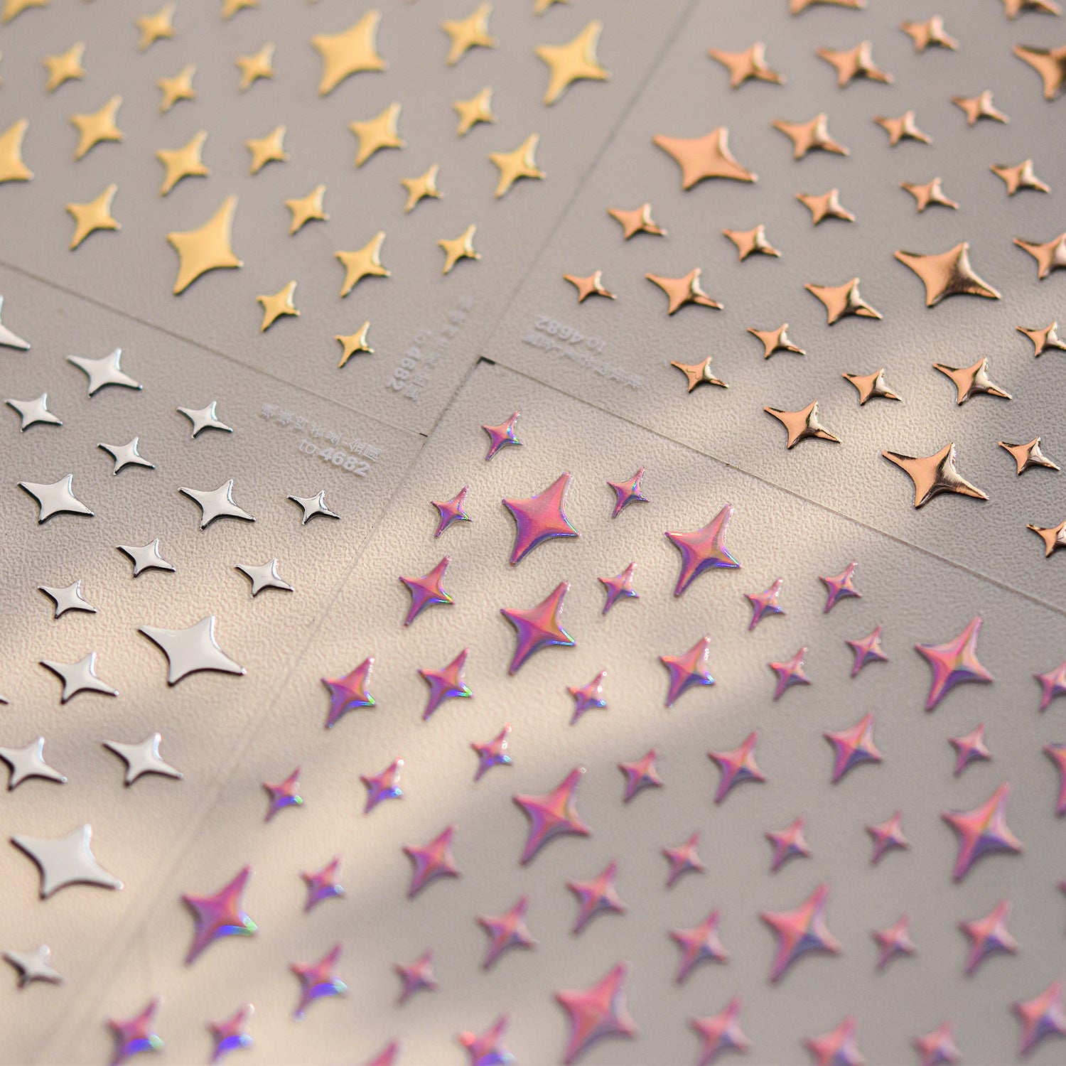 Silver Starburst Metallic Collection: "Starry Sparkle" – 3D Embossed Nail Sticker