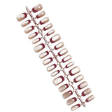 365nails Minimalist: "Ruby Cat Eye French" – Medium Almond Press On Nails (30pcs)