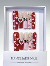 Red Strawberry Heart Sweet Glossy Press On Nails