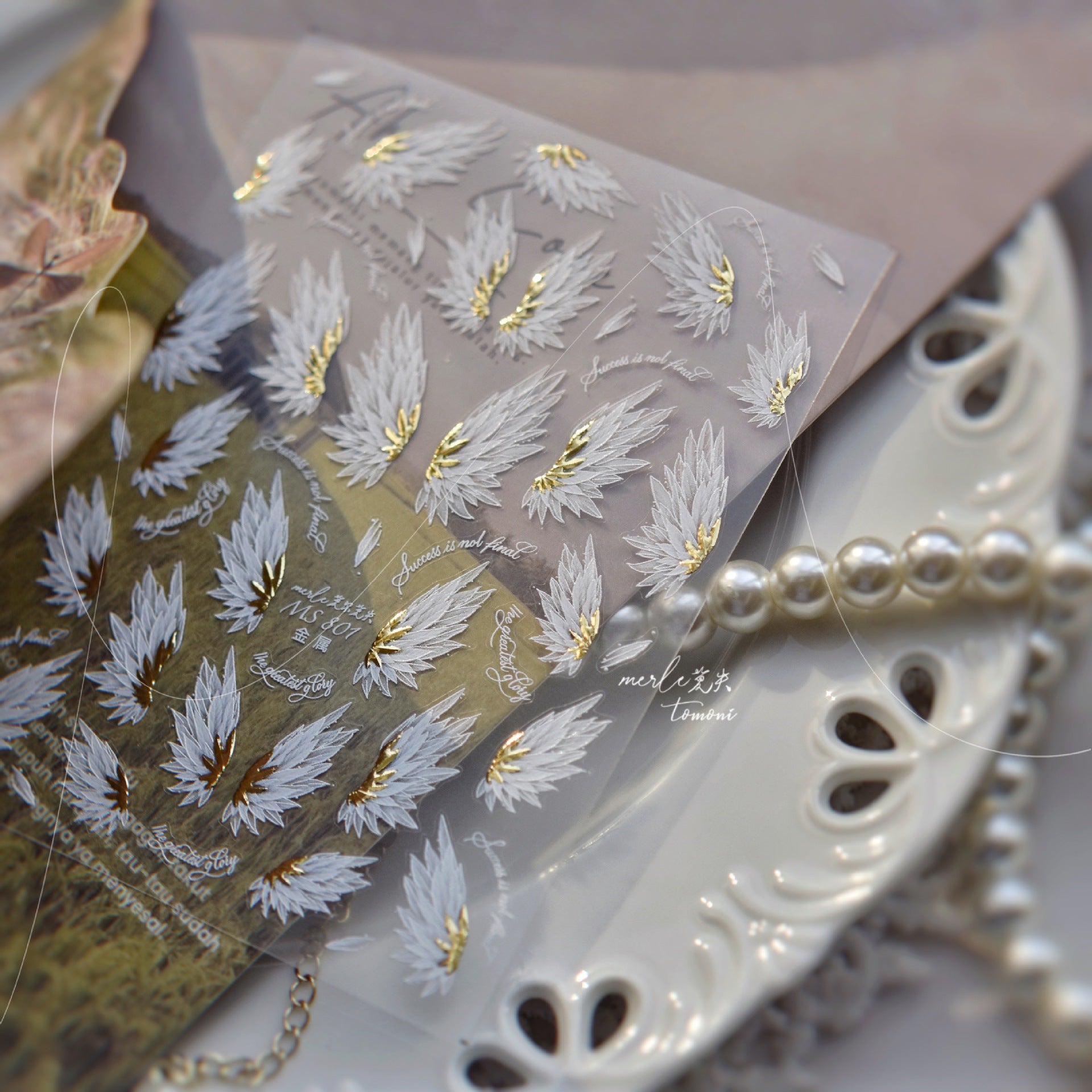 Angel Wing Collection: "Celestial Feathers" – 3D Metallic Nail Sticker