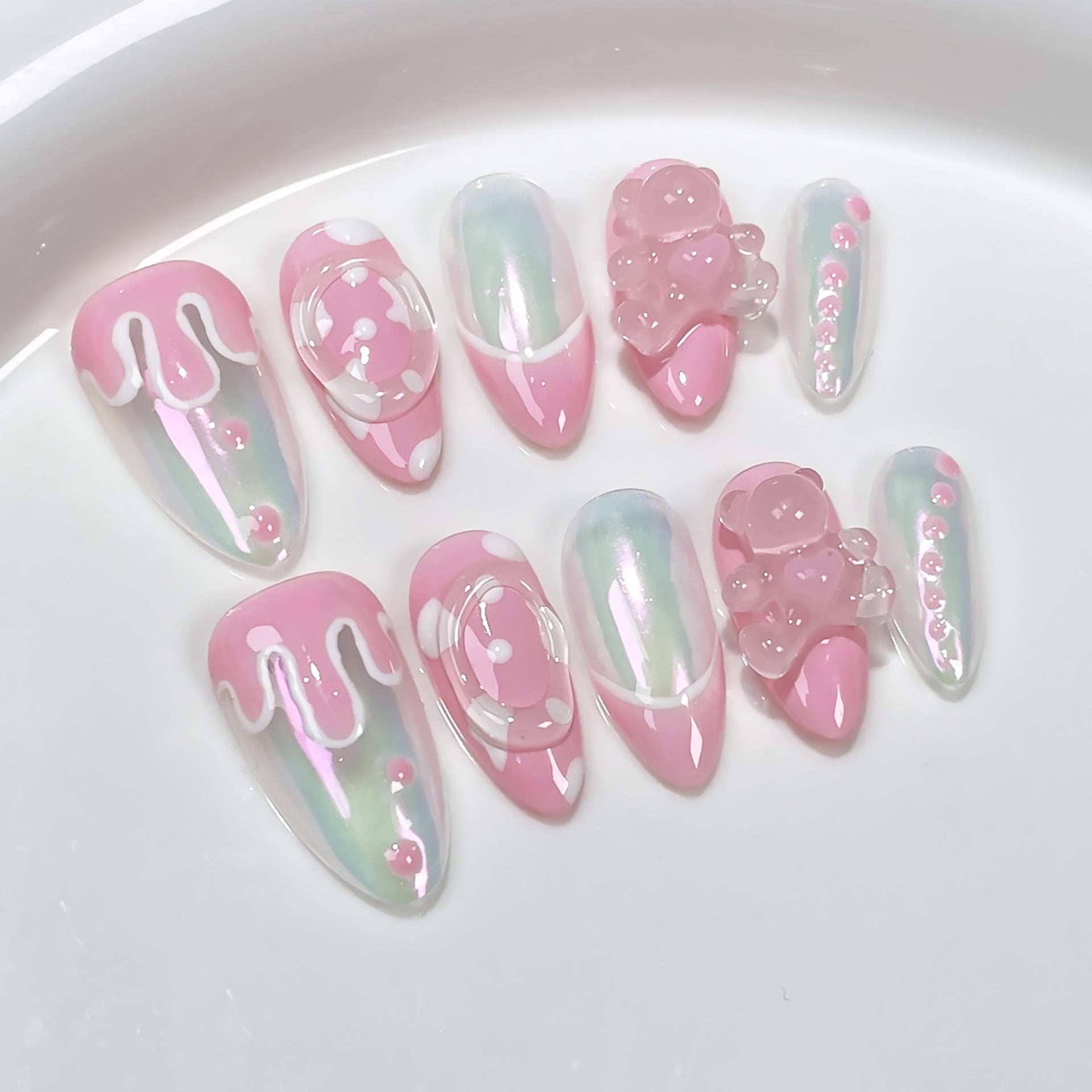 Sweet and cute Handmade press on nails Aurora Spice Girl  almond nail patch  sticker wholesale｜365nails