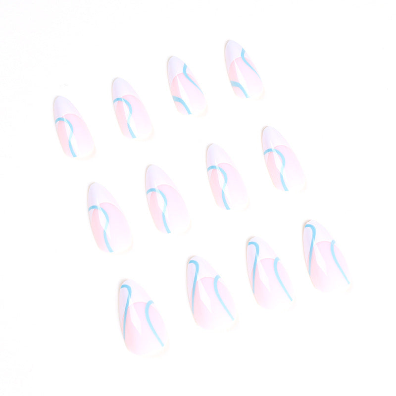 press-on nails Finished Nail Art Patch White French Nail Art Simple Wind  False Nail  Nail Art Wholesale｜365nails