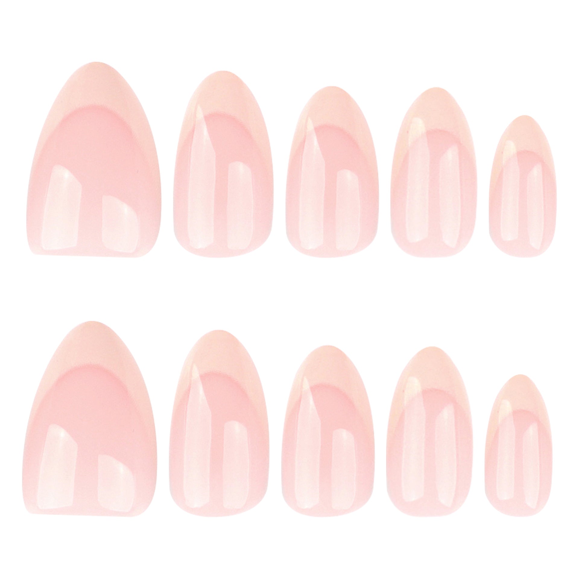 柔和裸粉光澤短款杏仁形穿戴甲 30pcs