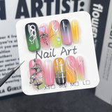 Pegatinas para uñas postizas cuadradas, medianas y largas, hechas a mano, con pistola rociadora, multicolor, con cambio gradual, color rubor Spice Girl｜365nails