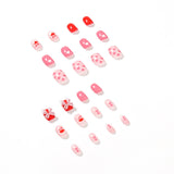 Uñas postizas con lazo, corazón, melocotón y oso, con acabado a presión, removibles | 365nails