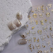 365nails: "Feuille d'or papillon et fleur dessin au trait" – Autocollants pour ongles