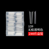 Nail Tips Press on nails piece, denim nail 240 pieces, boxed extended trapezoidal seamless transparent semi-patch nail piece
