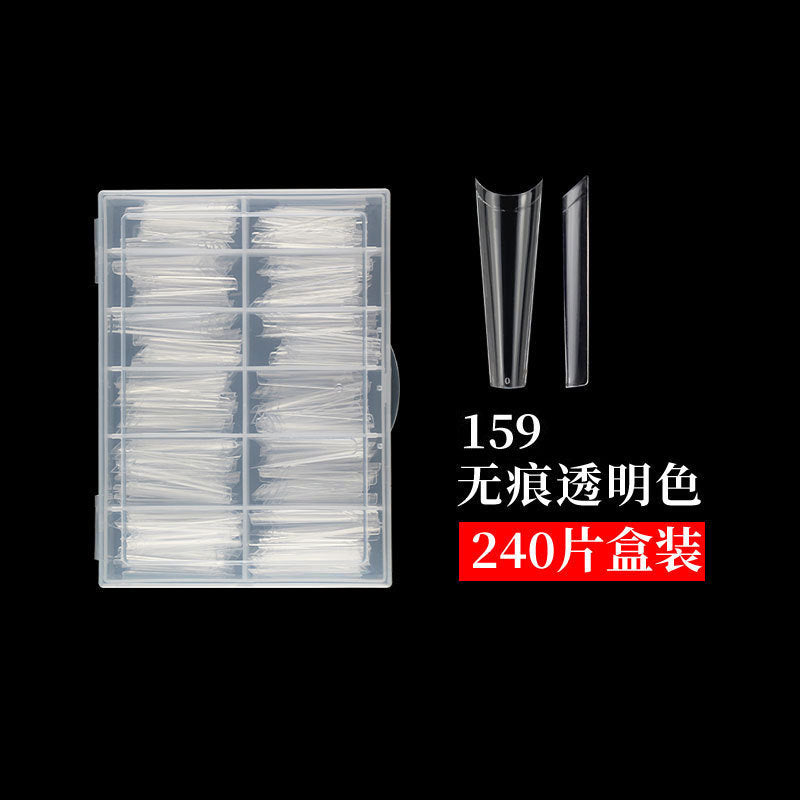 Nail Tips Press on nails piece, denim nail 240 pieces, boxed extended trapezoidal seamless transparent semi-patch nail piece