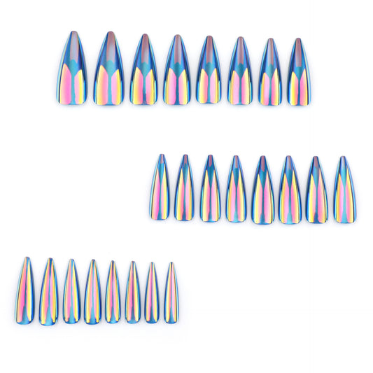 hot-selling long-pointed manicure, blue cat eye coating,   ｜365nails