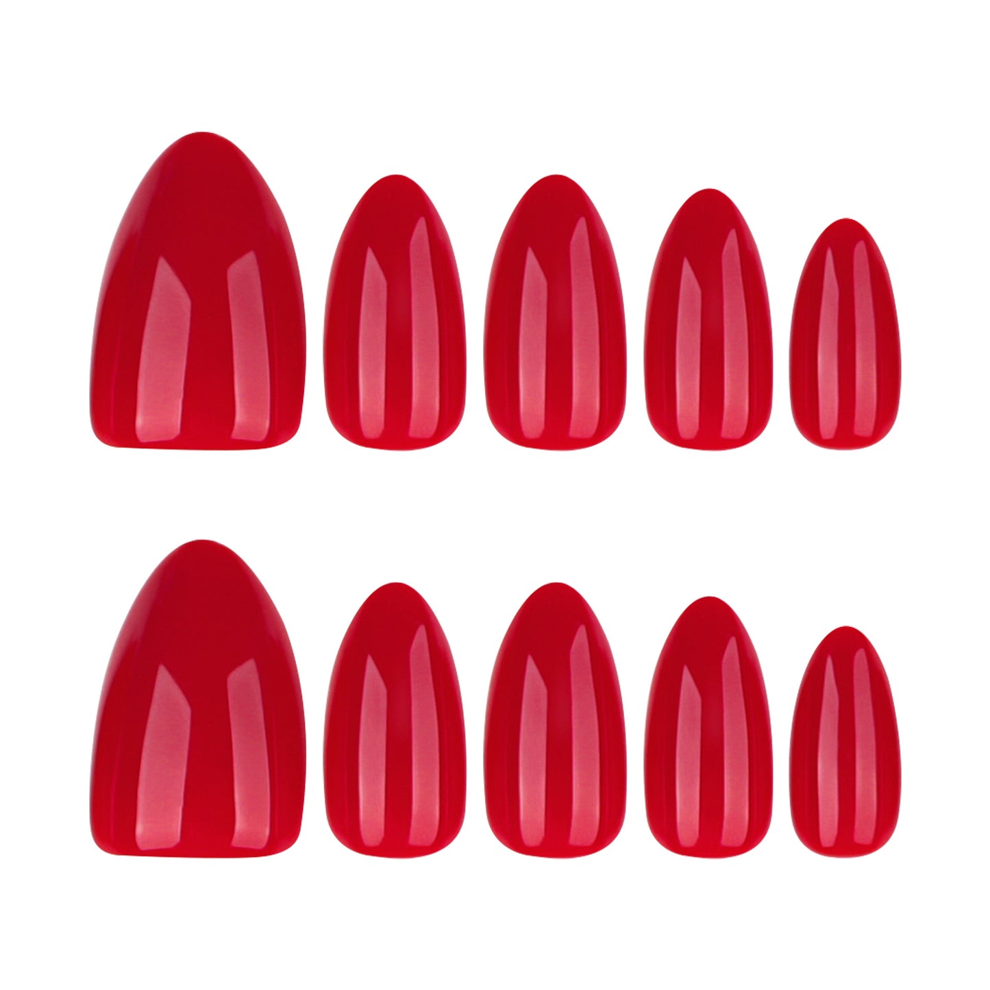Uñas postizas Premium Sense de 30 piezas en caja, color rojo sólido, para uso diario, cortas, almendradas | 365nails
