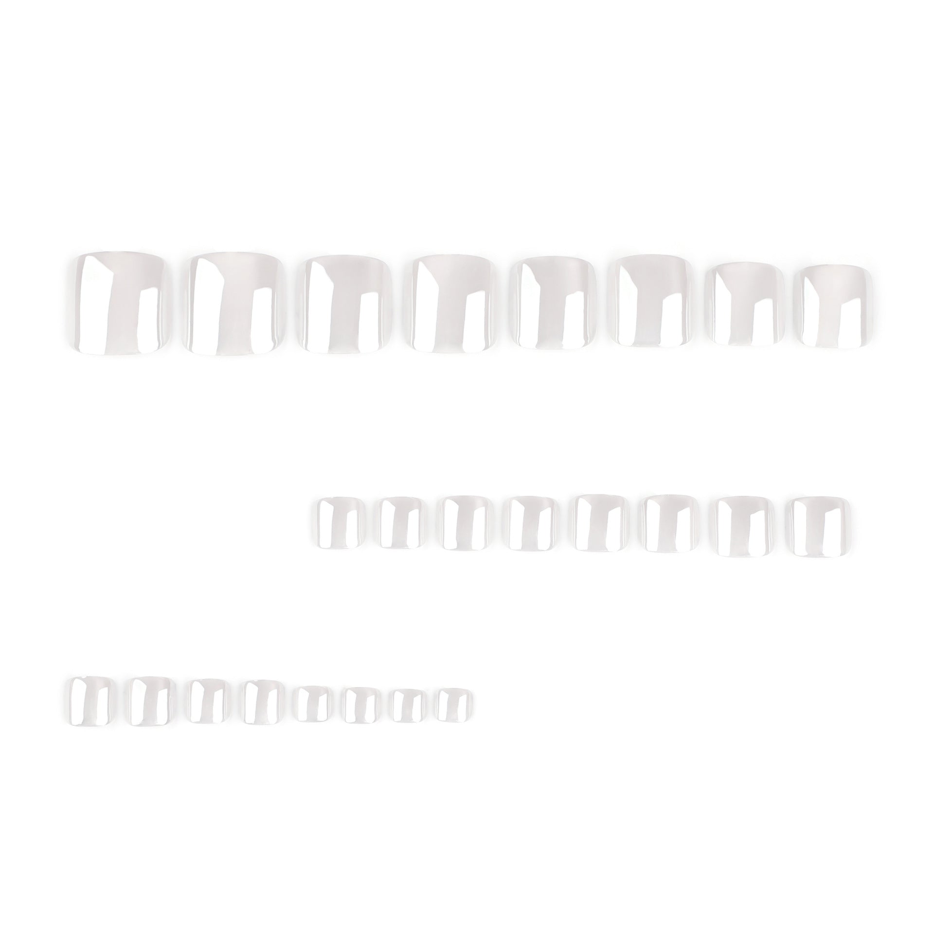 Glossy Pearl White Press On Toenails with Square Shape