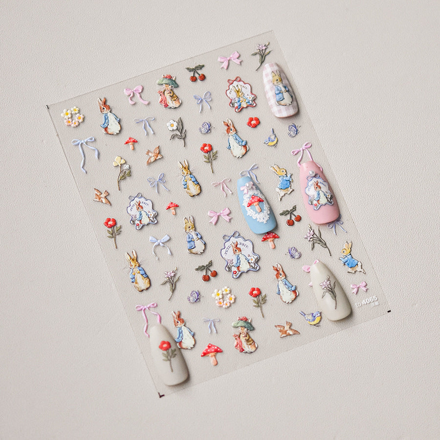 Peter Rabbit & Friends: "Storybook Garden" – 5D Embossed Nail Sticker