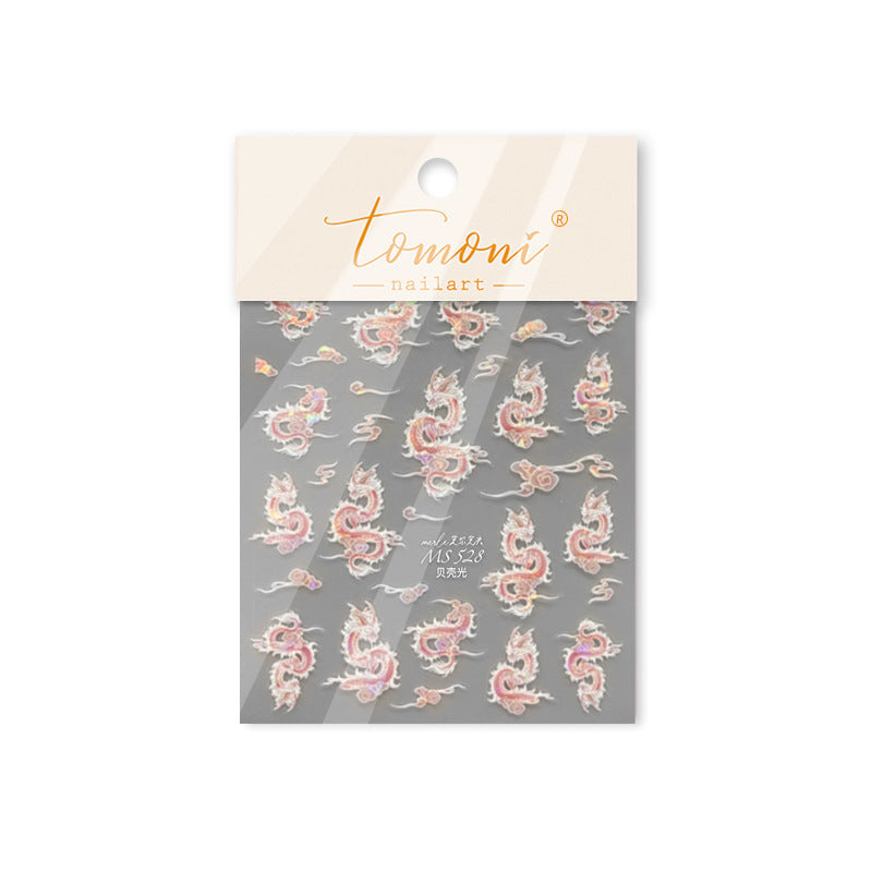 nail stickers Iridescent Dragon Nail Stickers – 5D Embossed Mystic Dragon Set