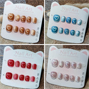 365nails: "magic heart cat-eye" (4 colors) – short round handmade kids press-on nails
