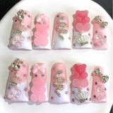 Sweet Pink Sugar Candy Crown Press On Nails