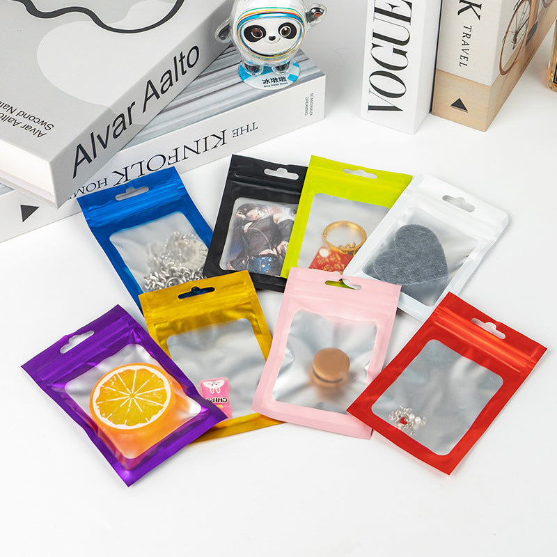 Colorful Stand-Up Zip Pouches with Window and Hang Hole | Resealable | Multiple Sizes | 100pcs