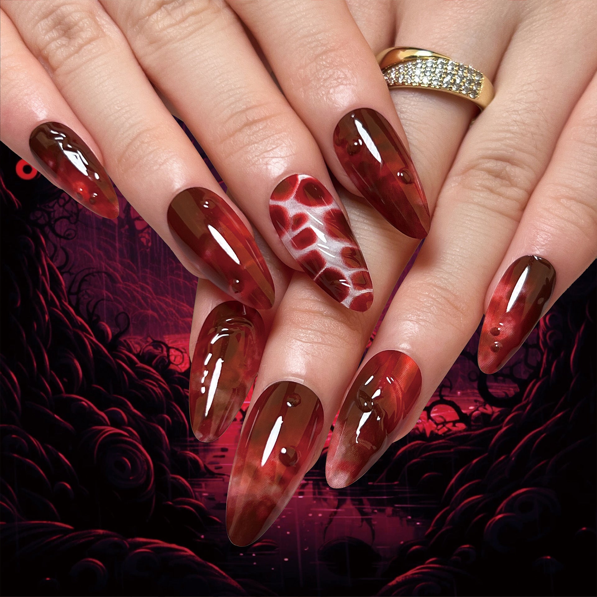 Unhas postiças tridimensionais para Halloween, unhas 3D, folhas de unha de morcego e aranha, atacado ｜ 365nails