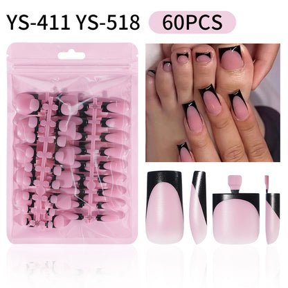 Nail Tips French press on nails toenails Square Nail Pieces 60 Pieces Bag Removable and Traceless Prefabricated Patch Nail Art Foot Fake Nails