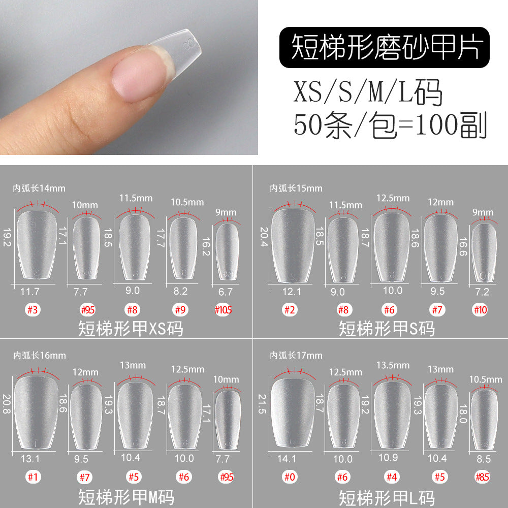 Nail Tips The new press on nails piece is divided into 20 pieces, the whole piece is seamless, and the short one is fully attached to the trapezoidal matte nail piece fake nail.