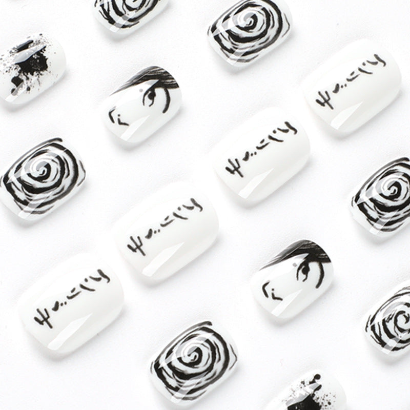 press on nails film black and white sweet and cool press on nails autumn and winter cartoon animation  nails patch press on nails film wholesale｜365nails